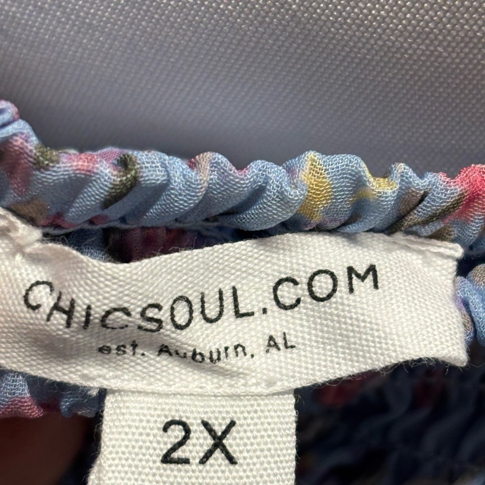Chic Soul Floral Smocked Blue Dress - Picture 3 of 5